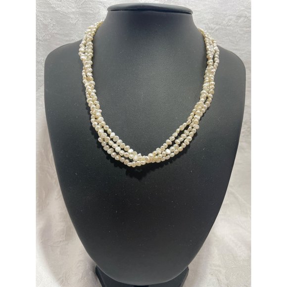 Seed Pearls 17” Necklace  Matching Bracelet 8.5” Vintage Goldtone Filigree Clasp - Picture 6 of 9